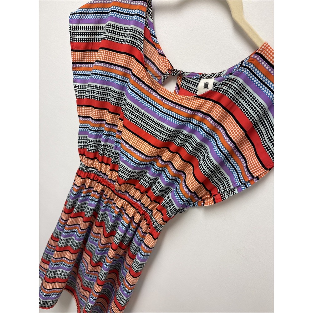 Needle & Thread Women Fit Flare Dress Summer Sz Medium Striped Cut Out‎ Casual